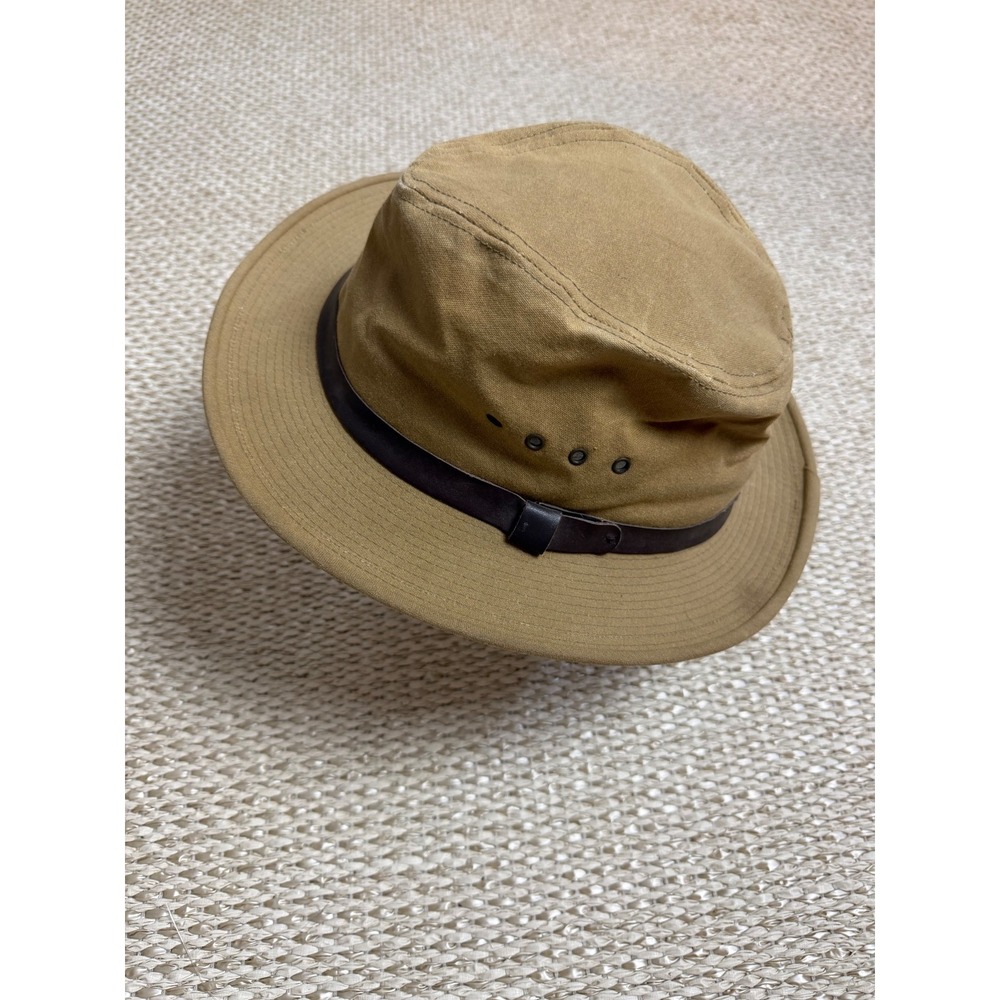 Filson Tin Cloth Packer Hat XXL Dark Tan Waxed vintage Leather Band Made in USA
